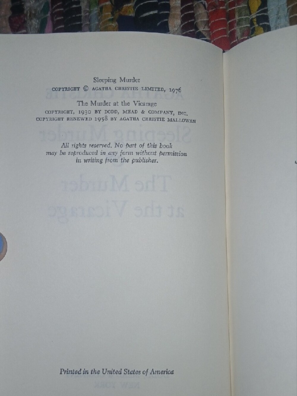 Agatha Christie Vintage 1976 Sleeping Murder & The Murder At The Vicarage - Picture 6 of 9